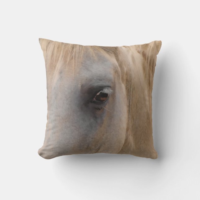 Großes Auge eines Weißen Horses Kissen (Vorderseite)
