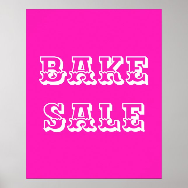 Großes Backsackschild, Hübsches Pink Bake Sale Pos Poster (Vorne)