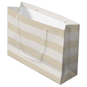 Grosses bandes Beige Ivory Grand Sac Cadeau
