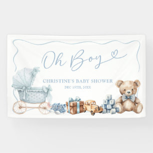 Großes Banner Blaue Coquette-Kutsche Baby Shower