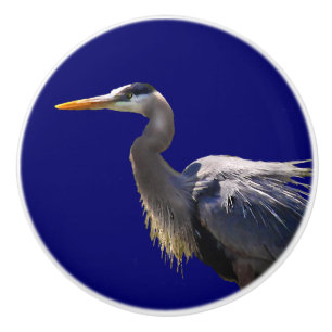 Großes Blau-Reiher-Keramik-Griff Keramikknauf
