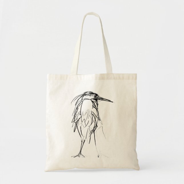 Großes Blau-Reiher-Skizze-Tasche Tragetasche (Vorne)