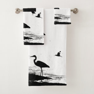 Großes Blau-Reiher-Vogel-Tier-Bad-Tuch-Set Badhandtuch Set