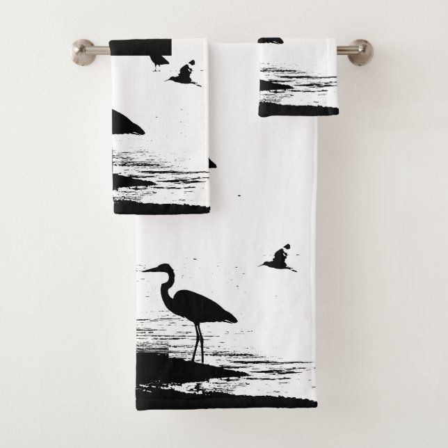 Großes Blau-Reiher-Vogel-Tier-Bad-Tuch-Set Badhandtuch Set (Insitu)