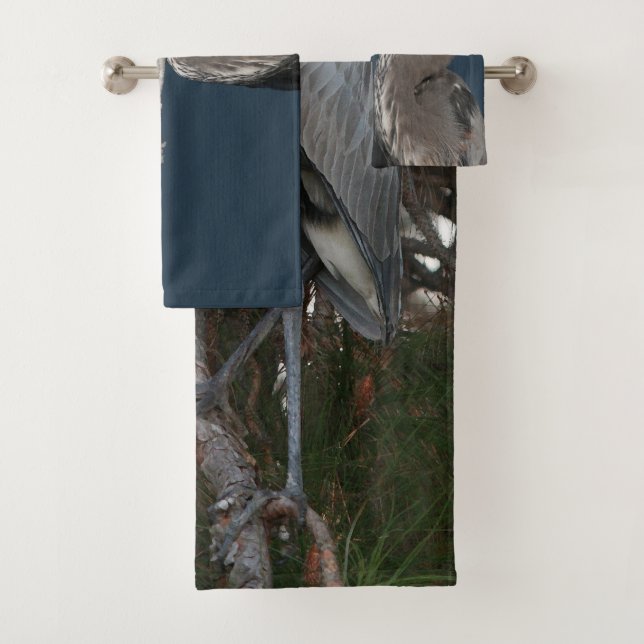 Großes Blau-Reiher-Vogel-Tier-Bad-Tuch-Set Badhandtuch Set (Insitu)