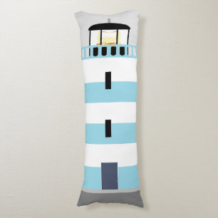 Großes Blau und weißes Lighthouse Seitenschläferkissen