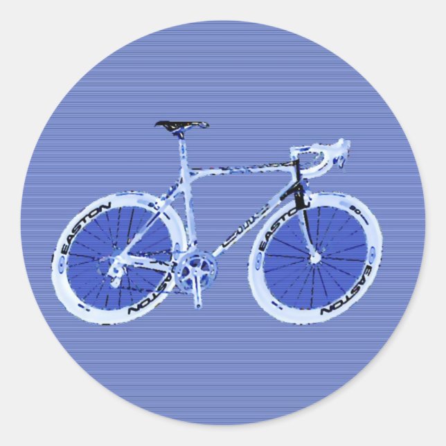 großes blaues Fahrrad Runder Aufkleber (Vorderseite)
