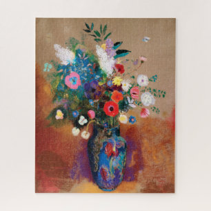 Grosses Bouquet in einer blauen Vase von Odilon Re