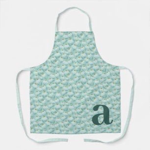 Großes Buchstabenmonogramm Teal Blau Blumenmuster Schürze