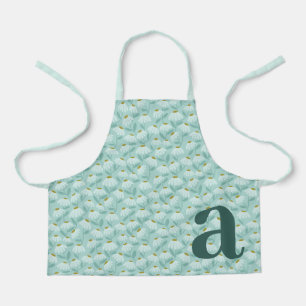 Großes Buchstabenmonogramm Teal Blau Blumenmuster Schürze