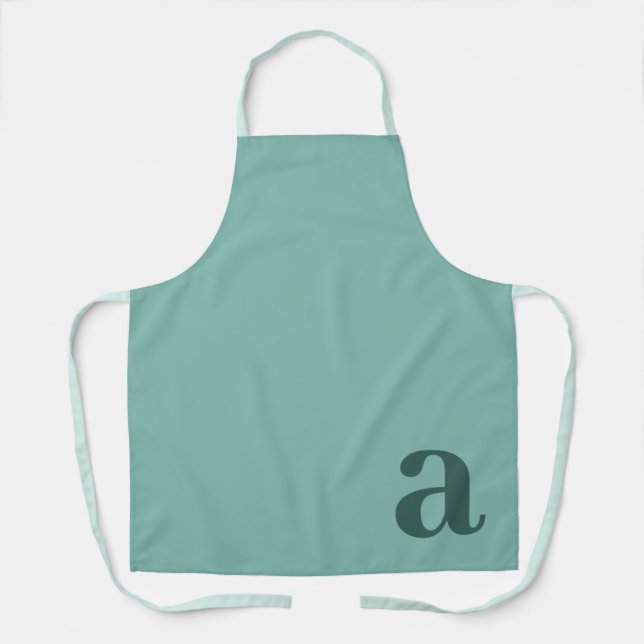Großes Buchstabenmonogramm Teal Blau Minimalistisc Schürze (Vorderseite)