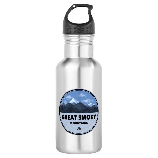 Großes Camping der Smokygebirge Edelstahlflasche (Vorderseite)