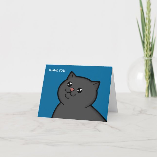 Grosses cartes de note heureuses de Merci de chat (Devant)