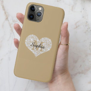 Grosses Diamantherz, Goldmonogramm, Skriptname Case-Mate iPhone Hülle