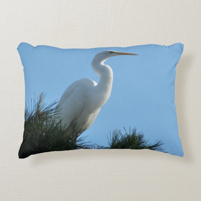 Großes Egret in Sunny Florida Dekokissen (Vorderseite)