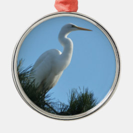 Großes Egret in Sunny Florida Silbernes Ornament