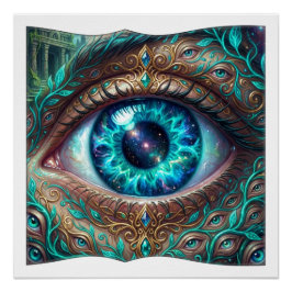 Großes elektrisch blaues Auge in einer Fantasy-Sze Poster