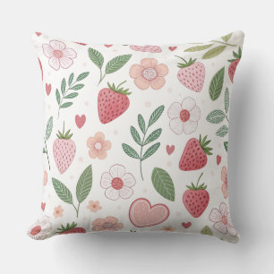 Grosses Erdbeermuster Baumkissen 20x20 Kissen