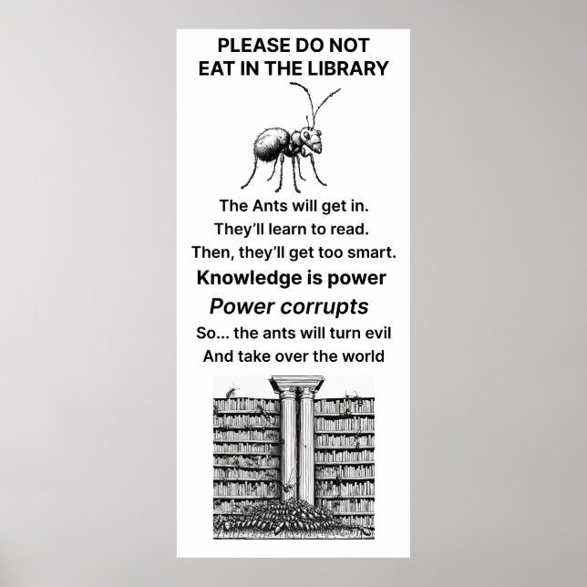 Grosses Essen in der Bibliothek Poster (Vorne)