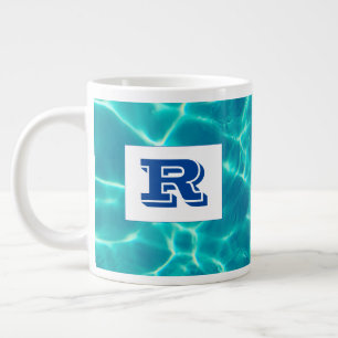 Grosses, feines blaues Monogramm, Aquamarines Schw Jumbo-Tasse