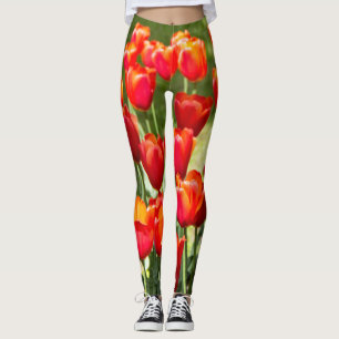 Grosses Feld roter Tulpen Leggings