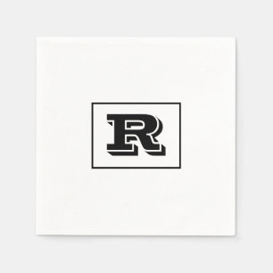 Großes fettes schwarzes umrandetes Monogramm, weiß Serviette