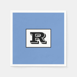 Großes fettes umrandetes schwarzes Monogramm, Blau Serviette