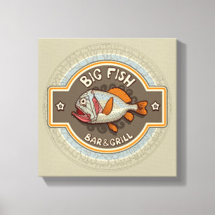 Großes Fisch-Bar und Grill-Plakat Leinwanddruck