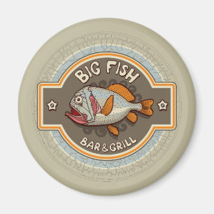 Großes Fisch-Bar und Grill-Plakat Magnet