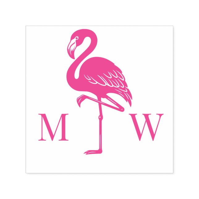 Großes Flamingo-Paar Hochzeit 2 Anfangsmonogramm Permastempel (Design)