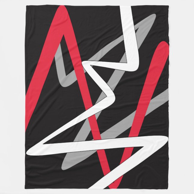 Grosses Fleece Blanken, modern, abstrakt, schwarz, (Vorderseite)