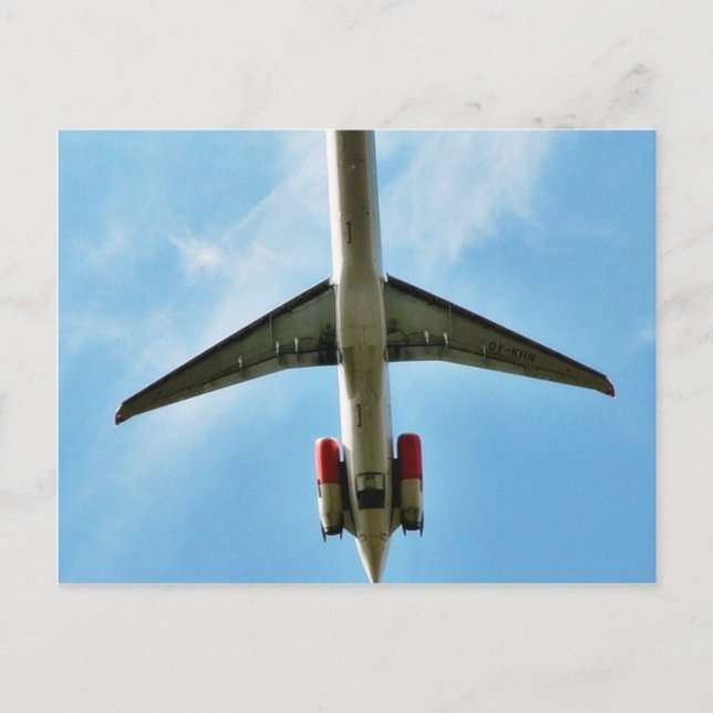 Großes Flugzeug startet Postkarte (Vorderseite)