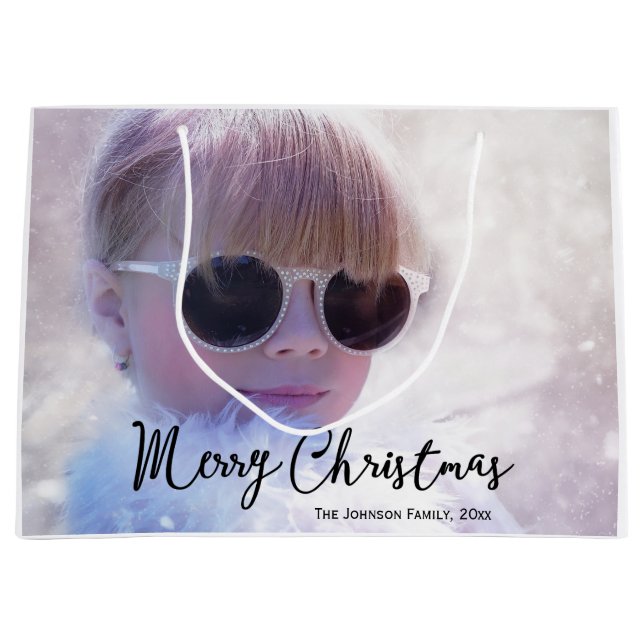 Grosses Foto Frohe Weihnachtsgeschenktaschen Große Geschenktüte (Vorderseite)