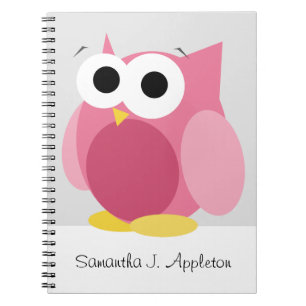 Grosses Funny Pink Owl 6.5" x 8.75" Spiral Noteboo Notizblock
