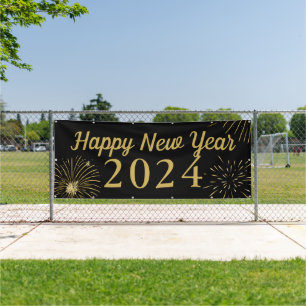 Grosses Gold Schwarz 2025 Glück Neues Jahr Banner