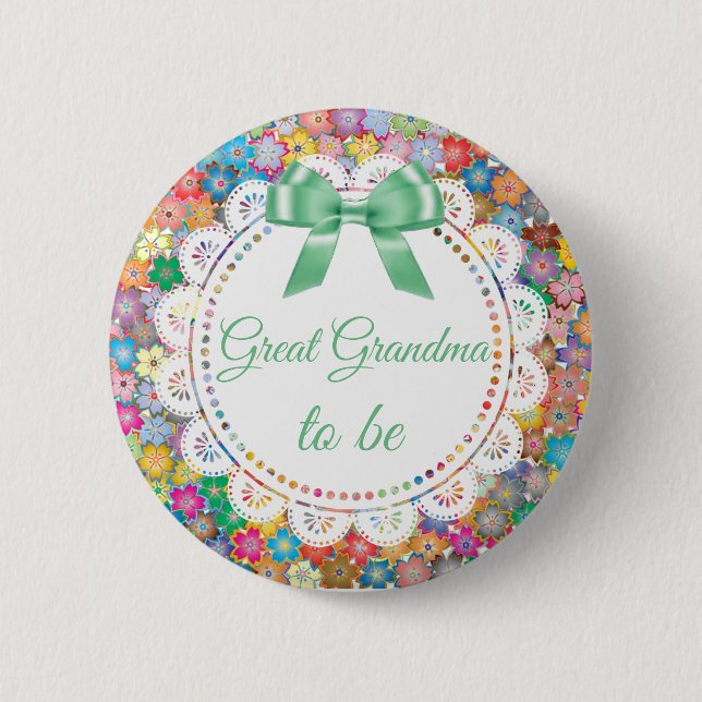 Großes Grandma als Blumenbaby-Showknopf Button (Vorderseite)