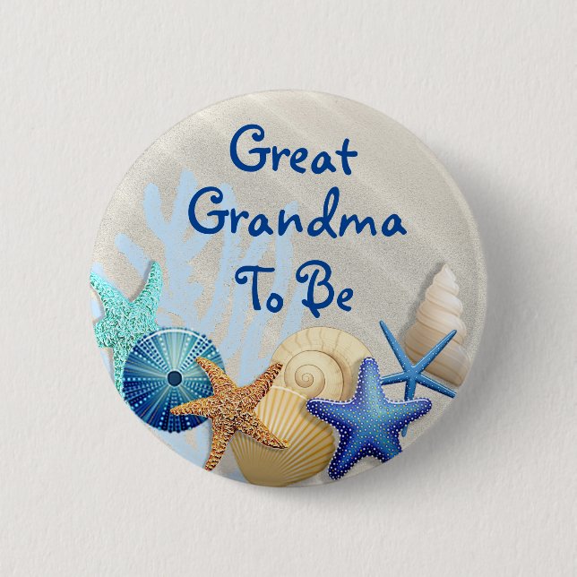 Großes Grandma zu sein, Beach Themed Baby Dusche Button (Vorderseite)