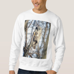 Großes Grau-Eule - sahniger Brown-Beobachter Sweatshirt