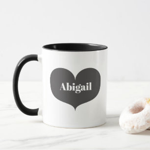 Großes graues Herz-personalisierte Tasse