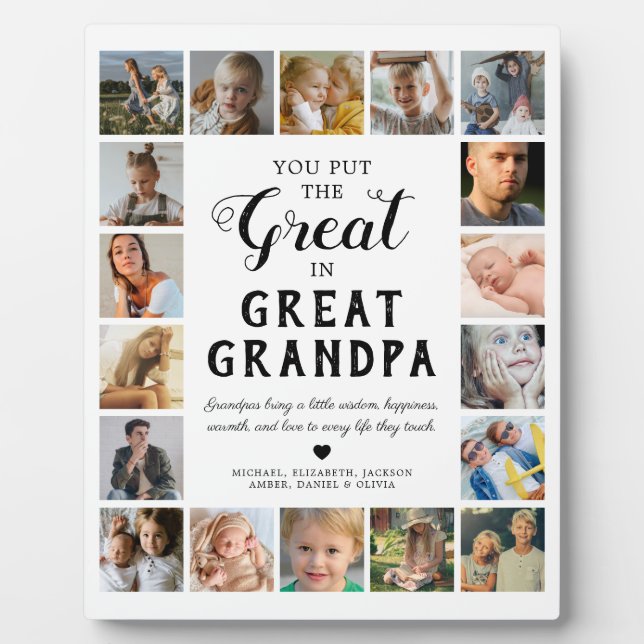 Großes Großvater-Foto Keepake Fotoplatte (Vorderseite)