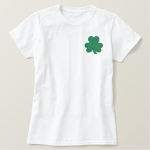 Grosses grünes Kleeblatt besticktes Shirt