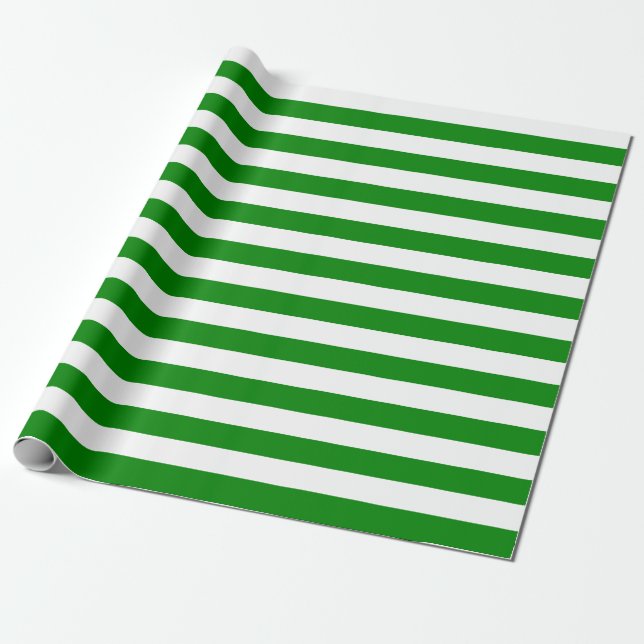 Großes Grünes und Weiß Stripes Packpapier (Ungerollt)
