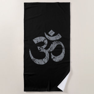 Großes Grunge OM-Symbol-Spiritualität-Yoga Strandtuch