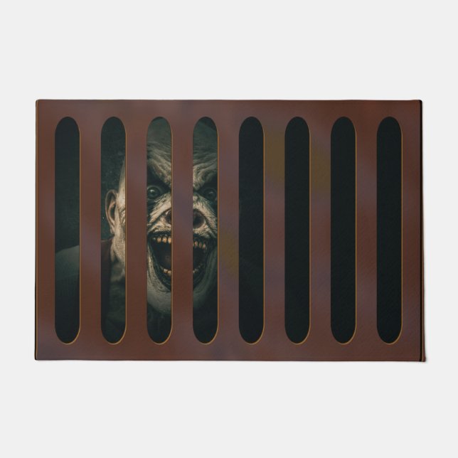 Grosses Halloween Beängstigend Clown im Sturmgrate Fußmatte (Vorderseite)