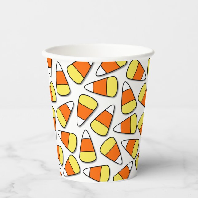 Grosses Halloween-Gelb-Orange und Weißkernmehl Pappbecher (Vorderseite)