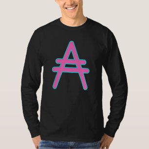 Großes heißes rosa Cardano's Ada-Symbol mit aquabl T-Shirt