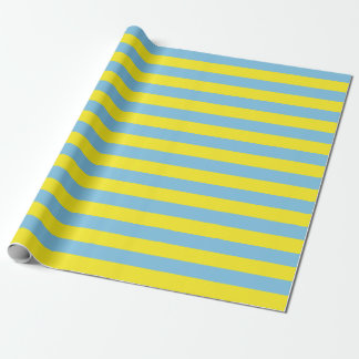 Großes hellblaues und gelbes Streifen-Packpapier Geschenkpapier