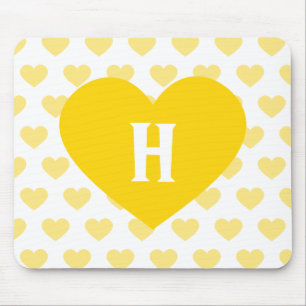 Großes helles gelbes Herz - Monogramm Mousepad
