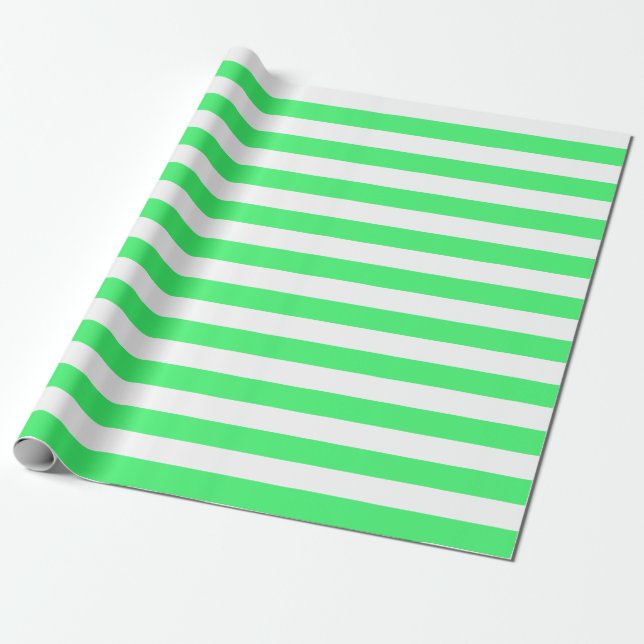 Großes hellgrünes und Weiß Stripes Packpapier (Ungerollt)