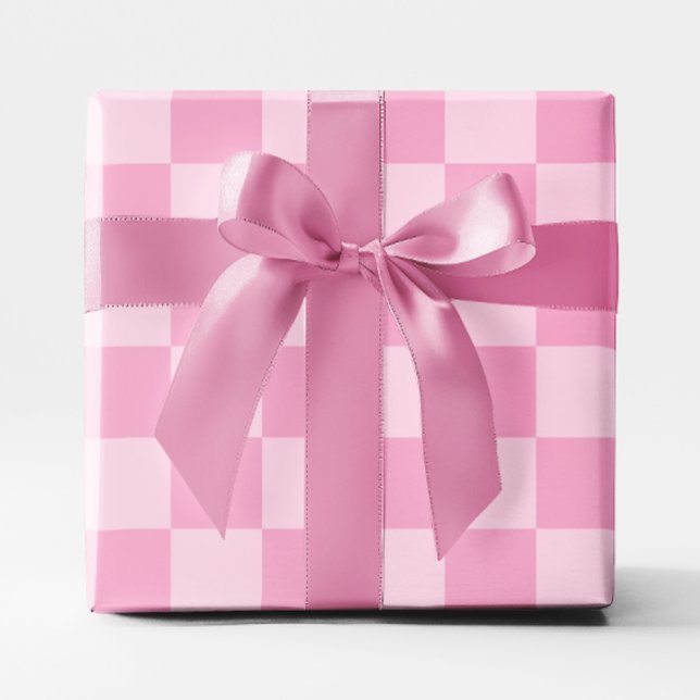 Großes hellrosa kariertes Muster Geschenkpapier (Big Light Pink Checkered Wrapping Paper)
